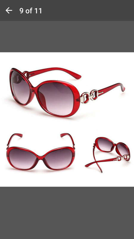New Eyewear - Retro Vintage Oversized Women Fashion Designer Sunglasses - Red Trim
