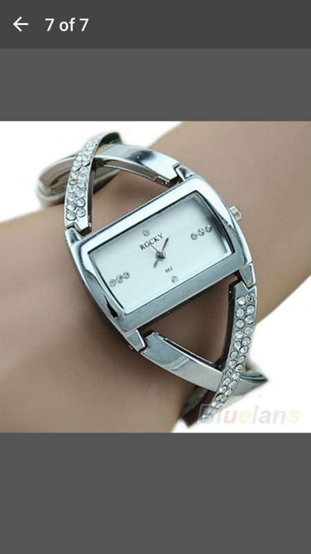 WECIN - Stylish Womens Crystal Accent PU Leather Strap Analog Quartz Bracelet Wrist Watch