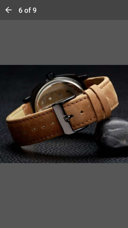 Curren - Fashion Army Military Style Leather Strap Quartz Watches - Black Face