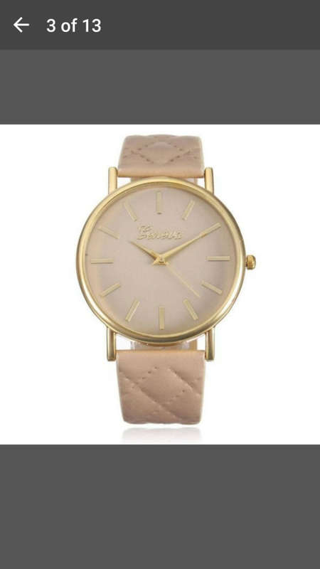 Geneva Checkers Faux Leather Quartz Analog Wrist Watch