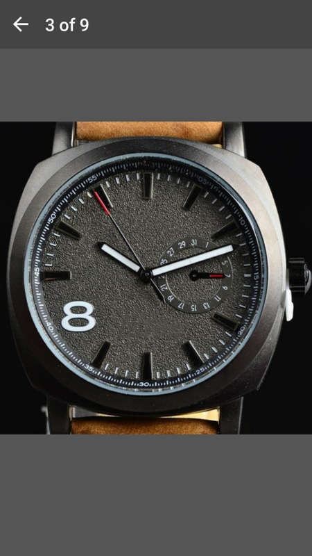 Curren - Fashion Army Military Style Leather Strap Quartz Watches - Black Face