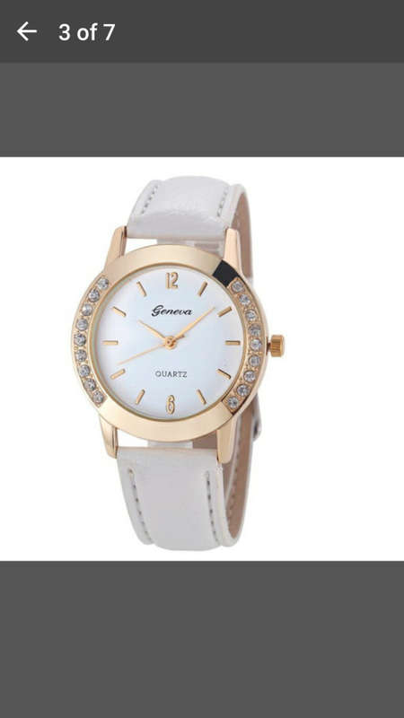 Geneva - Women Diamond Analog Leather Quartz Wrist Watch