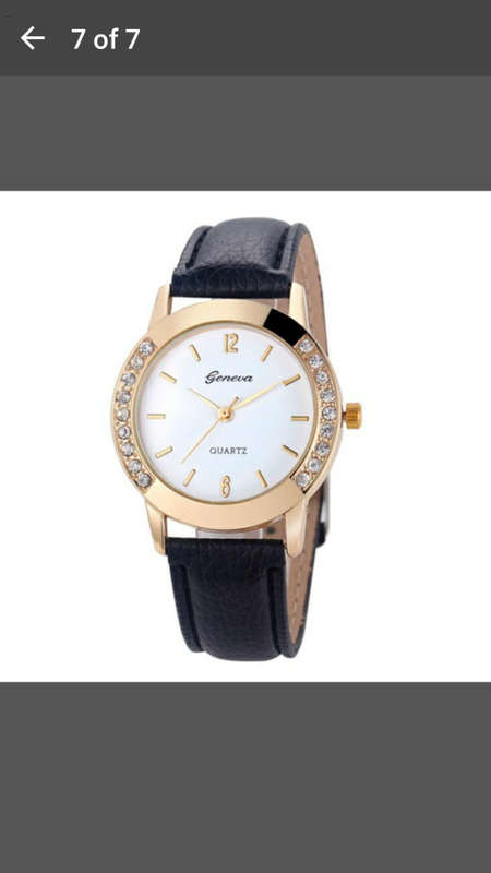 Geneva - Women Diamond Analog Leather Quartz Wrist Watch