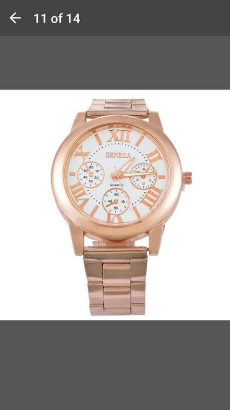 Geneva - Stainless Steel Analog Roman Numerals Round Movement Quartz Wrist Watch - Rose Gold