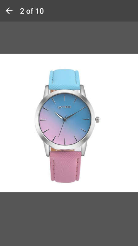 Retro Rainbow Design Leather Band Analog Quartz Wrist Watch - V