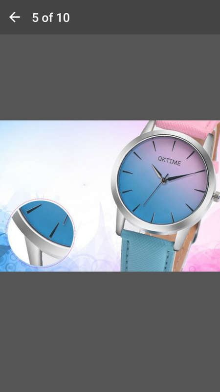 Retro Rainbow Design Leather Band Analog Quartz Wrist Watch - V