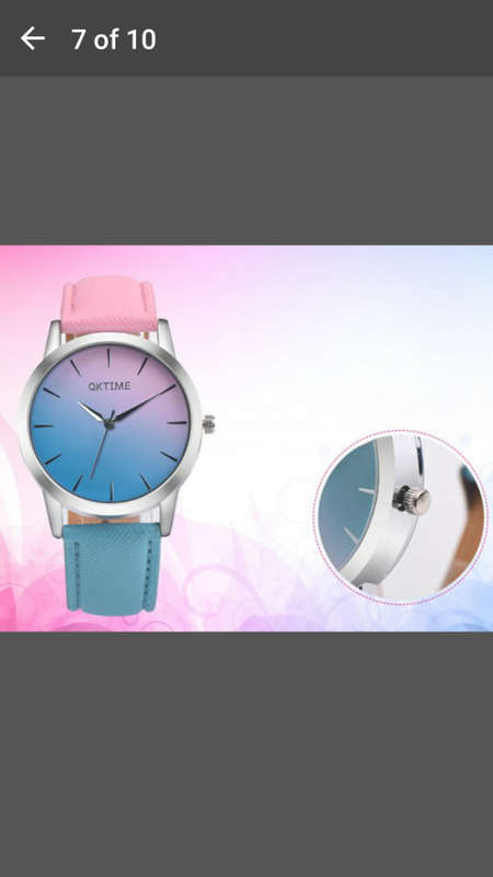 Retro Rainbow Design Leather Band Analog Quartz Wrist Watch - V
