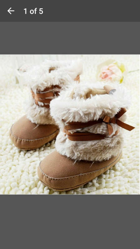 Newborn Baby Girls Bowknot Snow Boots Soft Crib Shoes Toddler Warm Fleece Boots - V