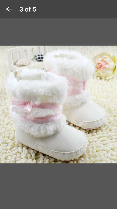 Newborn Baby Girls Bowknot Snow Boots Soft Crib Shoes Toddler Warm Fleece Boots - V