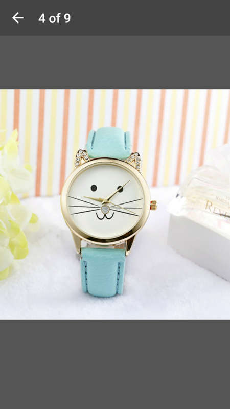 Diamante Neutral Lovely Cats Face Girls Watch - V