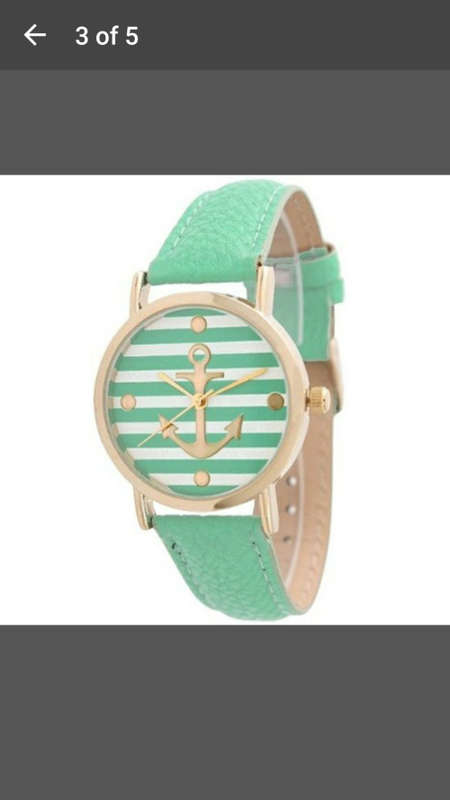 Fashion Women"s Ladies Geneva Striped Anchor Style Leather Watch - V