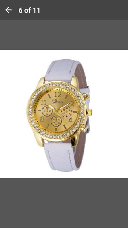 Geneva - Women Diamond Analog Leather Quartz Wrist Watch