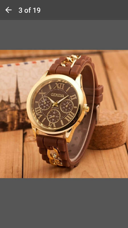 Geneva - Rubber Silicone Gel Watch with Chain Link in Strap - Great quality