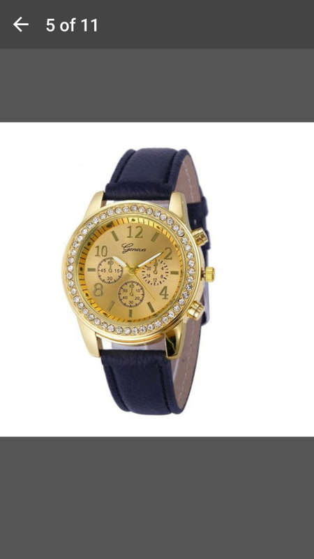 Geneva - Women Diamond Analog Leather Quartz Wrist Watch