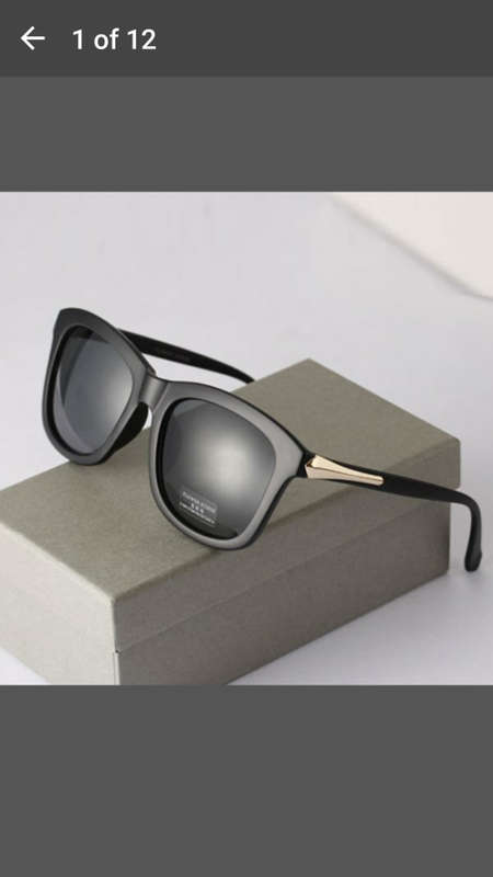 Vintage Unisex Square Sunglasses - Plastic Frame Black with Gold trim
