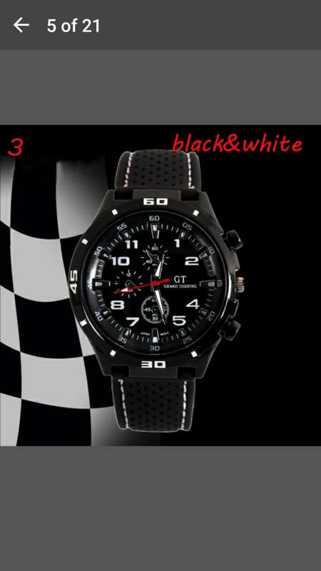 GT Silicone Band Sport Watch - Black & White