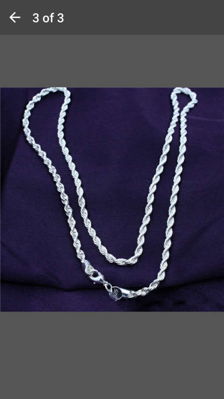 2mm 925 Sterling Silver Twisted Rope Chain Necklace - 26"