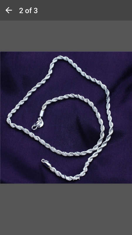 2mm 925 Sterling Silver Twisted Rope Chain Necklace - 26"