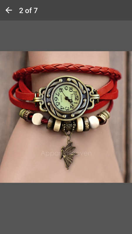 Stylish & Elegant - Weave Wrap Around Leather Quartz Bracelet Wrist Watch - Red