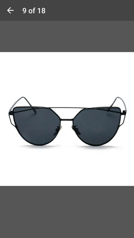 Women's Double Metal Nose Bridge Sunglasses Outdoor Driving Eyewear - Black & Black - V
