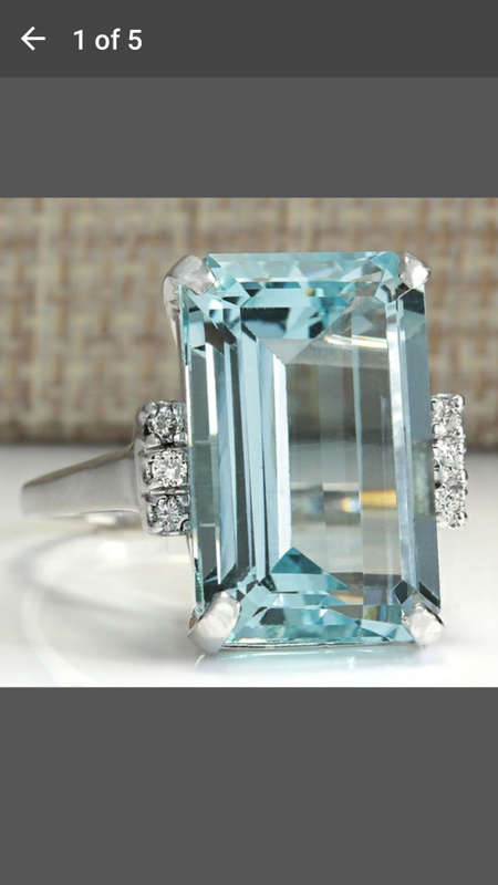 Beautiful Aquamarine 925 Silver Ring - Size 6