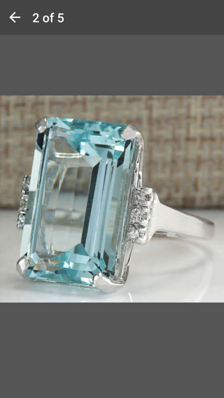 Beautiful Aquamarine 925 Silver Ring - Size 6