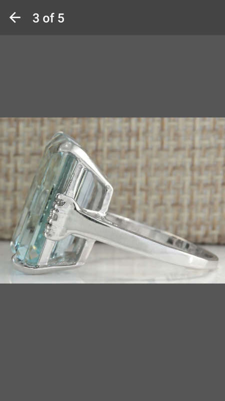 Beautiful Aquamarine 925 Silver Ring - Size 6