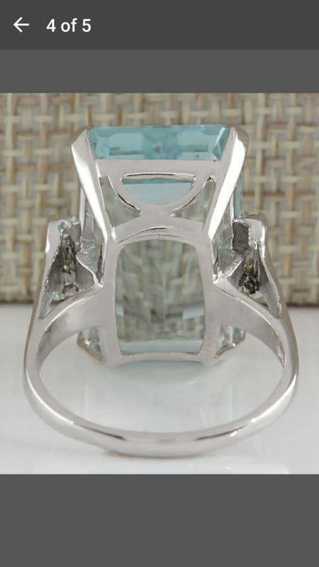 Beautiful Aquamarine 925 Silver Ring - Size 6