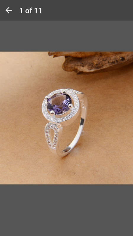 Fashion Jewelry Round Amethyst Purple Topaz Cut Silver Ring Size 7