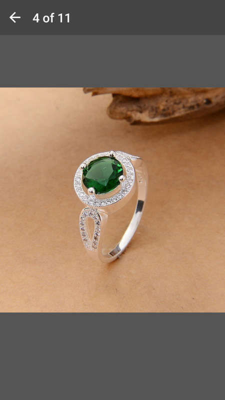Fashion Jewelry Round Amethyst Green Topaz Cut Silver Ring Size 6