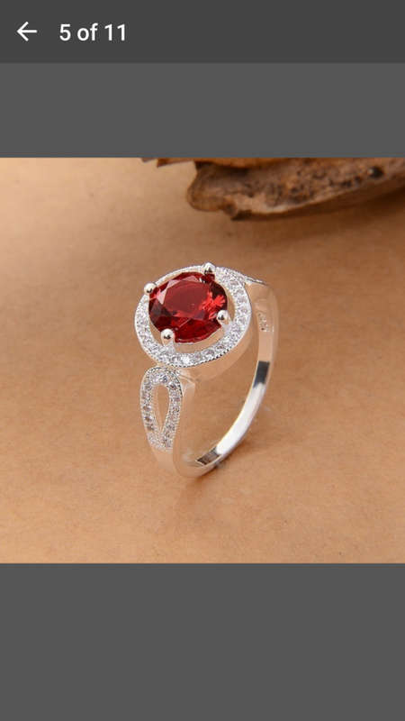 Fashion Jewelry Round Amethyst Red Topaz Cut Silver Ring Size 6