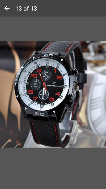 PINBO Silicone Band Sport Watch - Red & White