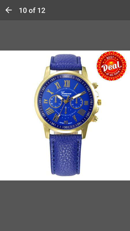 Lady Geneva Platinum Roman Leather Band Analog Quartz Wrist Watch