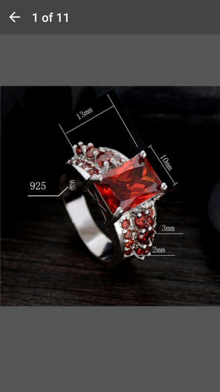 925 Sterling Silver RED Cubic Zircon Ring - BEAUTIFULL Craftmanship - Size 7