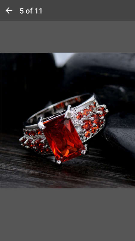 925 Sterling Silver RED Cubic Zircon Ring - BEAUTIFULL Craftmanship - Size 7