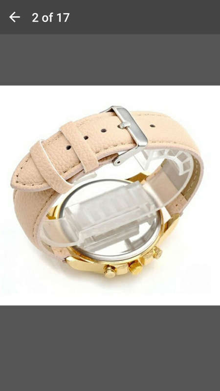 Lady Geneva Platinum Roman Leather Band Analog Quartz Wrist Watch