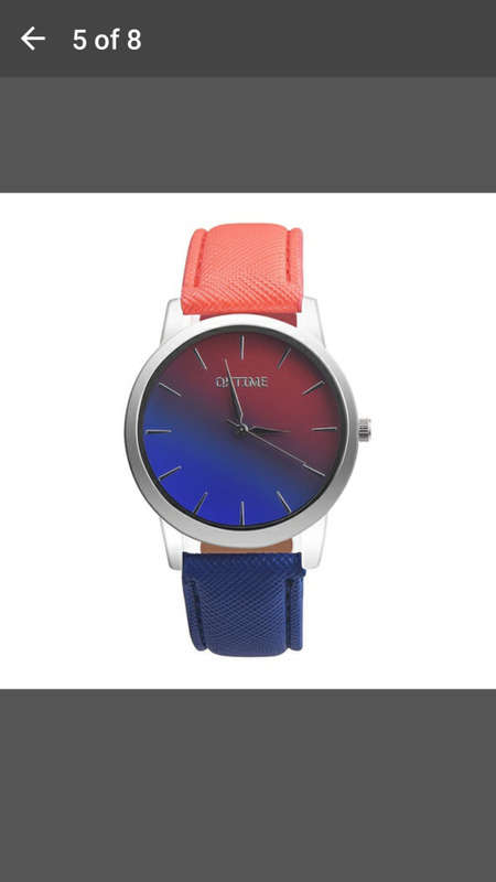 Retro Rainbow Design Leather Band Analog Quartz Wrist Watch