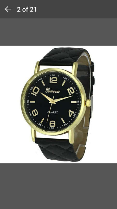 Women's Fashion Geneva Checkers Leather strap dial Quartz casual bracelet Watch