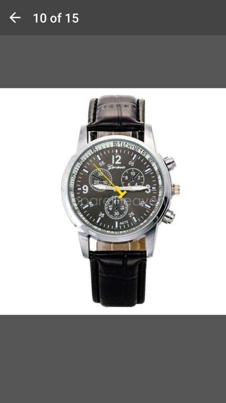 Geneva - Quartz Analog Wrist Watch - Sports Wristwatch with PU Leather - Black