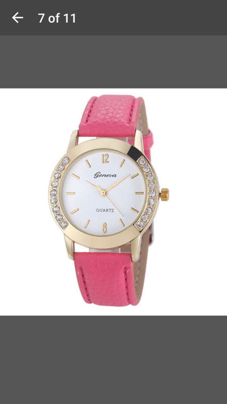 Geneva - Women Diamond Analog Leather Quartz Wrist Watch