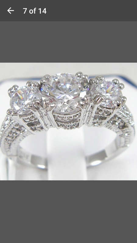 Brand New Jewelry - Silver Plated White Created Sapphire Ring - Size 6
