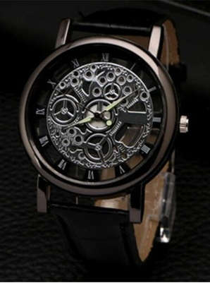 Fashion Unisex Leather Mechanical Wristwatch - Hollow Quartz Watch - Nice