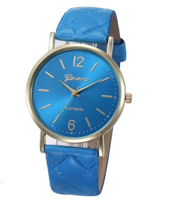 Women's Fashion Geneva Checkers Leather strap dial Quartz casual bracelet Watch
