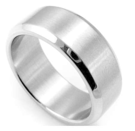 6MM Men's Wide Stainless Steel Ring - Titanium Brushed - Size 9