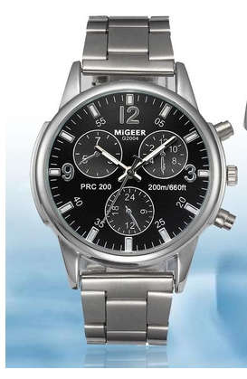 Migeer - Fashion Men Crystal Steel Analog Quartz Wrist Watch