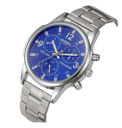 Migeer - Fashion Men Crystal Steel Analog Quartz Wrist Watch