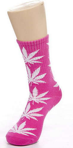 Weed leaf socks Men's Ladies Maple Leaf Socks Long Skateboard Hip-hop Male Woman white green