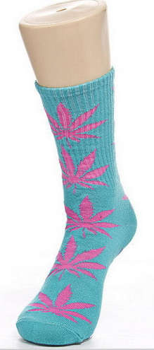 Weed leaf socks Men's Ladies Maple Leaf Socks Long Skateboard Hip-hop Male Woman white green