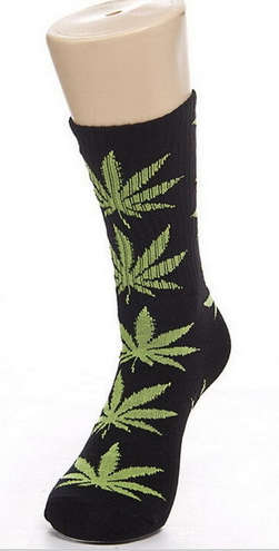 Weed leaf socks Men's Ladies Maple Leaf Socks Long Skateboard Hip-hop Male Woman grey black