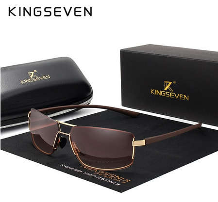 KINGSEVEN Sunglasses Men Woman Driving Square Frame Sun Glasses Male Unisex Gold brown
